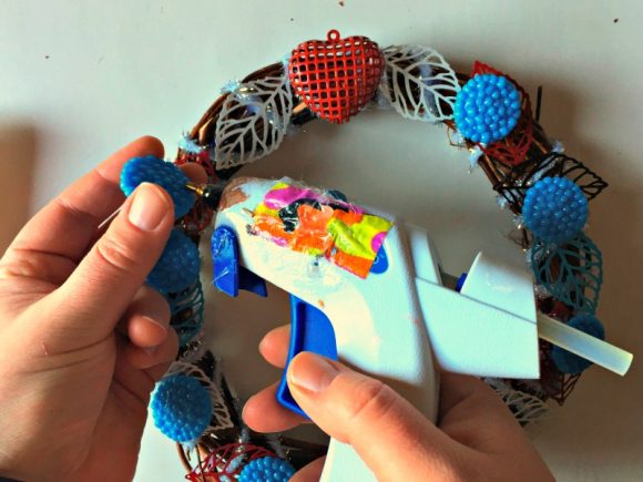 Turquoise & Red Valentine Heart Wreath