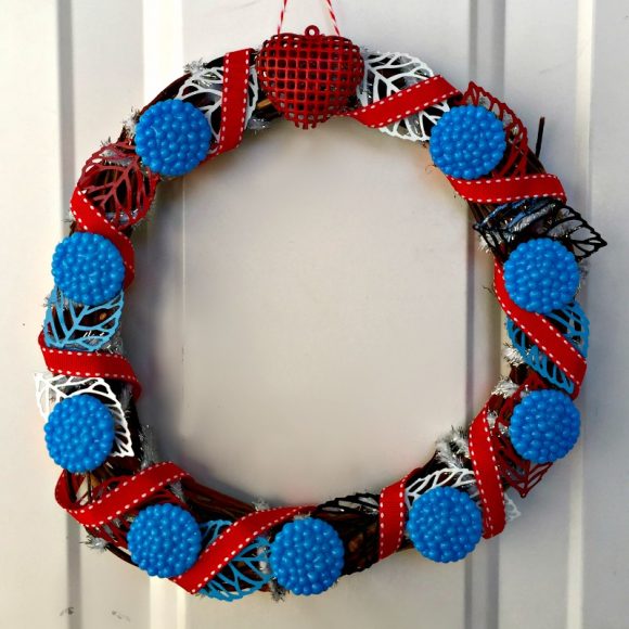 Turquoise & Red Valentine Heart Wreath