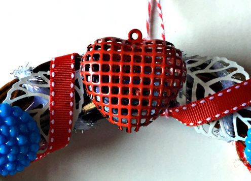 Turquoise & Red Valentine Heart Wreath