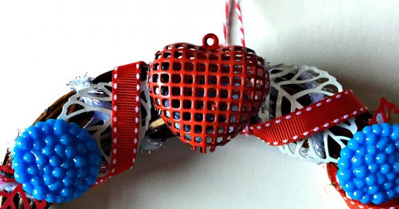 Turquoise & Red Valentine Heart Wreath