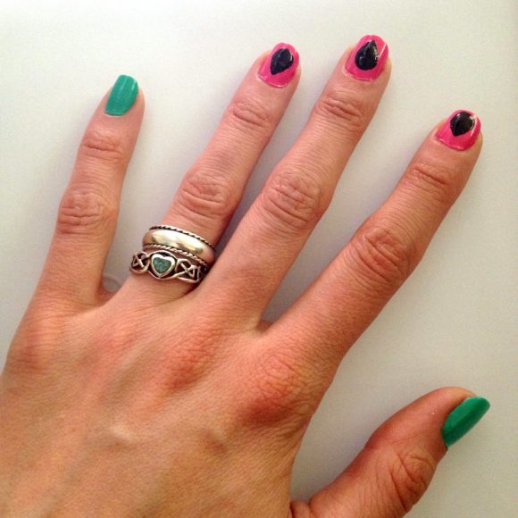 simple watermelon manicure