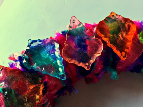 Novelty Yarn & Gemstone Wreath - Dollar Store Crafts