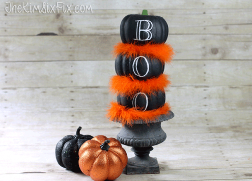 Dollar Store Pumpkin Topiary - Chalkboard