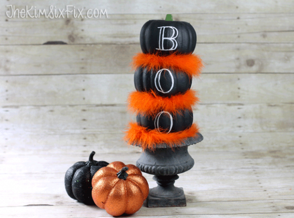 Dollar Store Pumpkin Topiary - Chalkboard