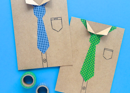 Make Washi Tape Necktie Father's Day Cards