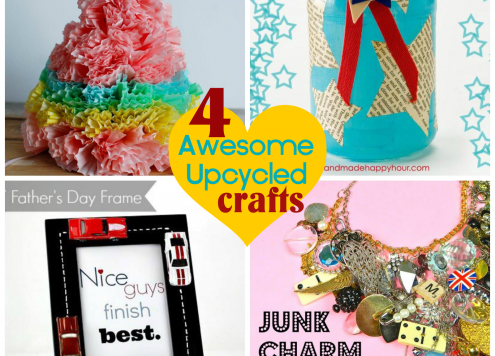 Four awesome upcycled craft ideas featured at DollarStoreCrafts.com